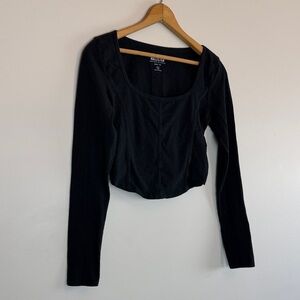 Hollister Corset style - Baby Tee black long sleeve crop top women’s size small